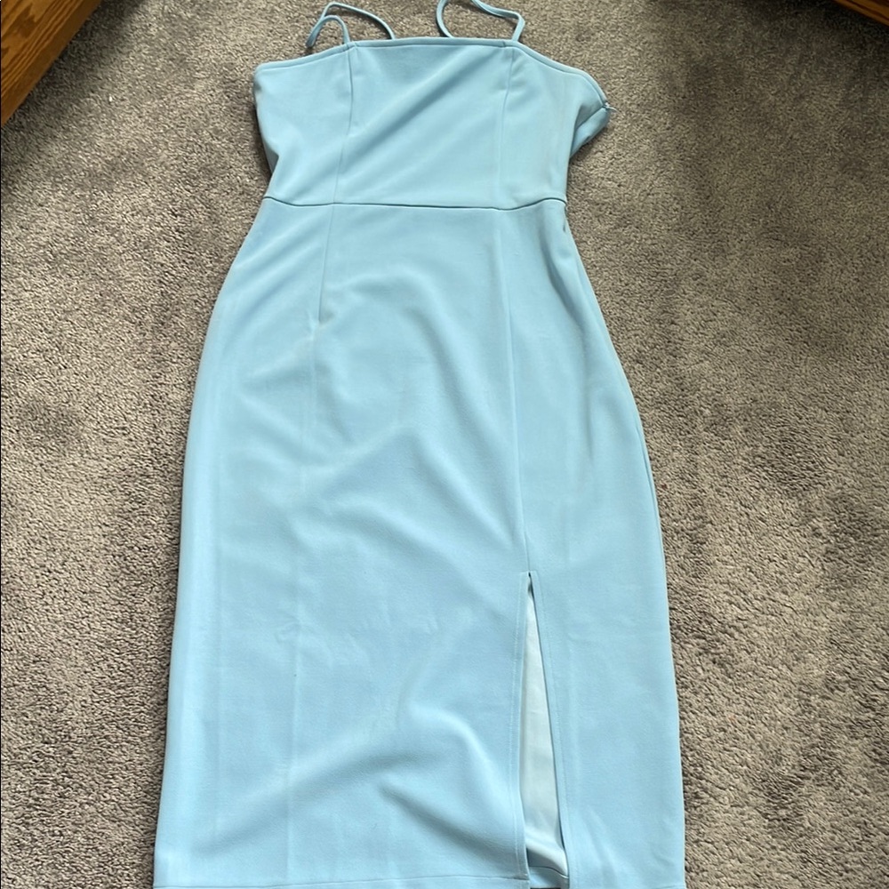 Elegant Blue Spaghetti Strap Dress